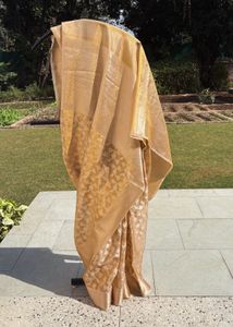 Elegant Gold tissue silk Saree with blouse piece