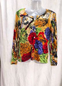 Colorful Abstract Print Button-Up Top