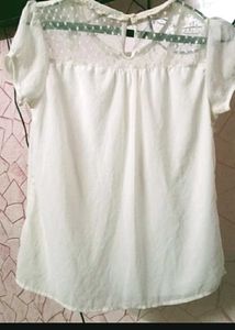 White Sheer Detail Blouse