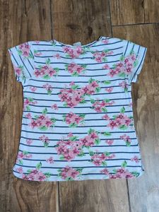 Striped Floral Print T-Shirt