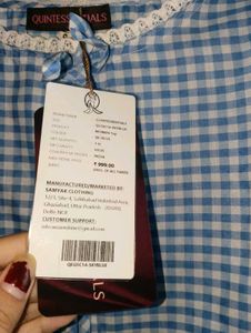 Cute Blue Gingham Peplum Top