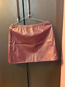 Burgundy Faux Leather Mini Skirt