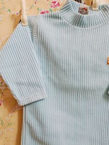 Baby Blue Ribbed Turtleneck Sweater