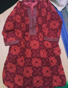 Maroon Printed Kurta