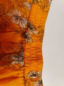 Mustard Yellow Floral Print A-Line Ski