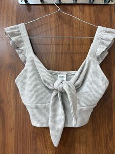 savana Ribbed Tie-Front Crop Top