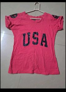 Pink USA Graphic T-Shirt