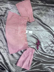 Chic Pink Striped Off-Shoulder Top