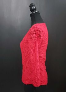 Red Lace Long Sleeve Top