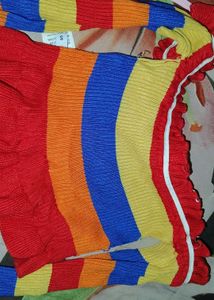 Rainbow Striped Off-Shoulder Top