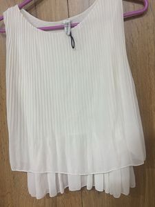 Pleated White Tank Top