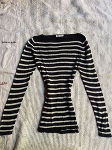 y2k fitted stipped grunge full sleevetop