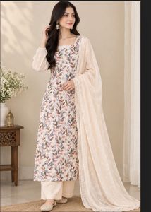 Floral Print Kurta Set with Dupatta