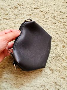 Stylish Black Faux Leather Pouch