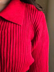 Chic Red Cable Knit Cardigan