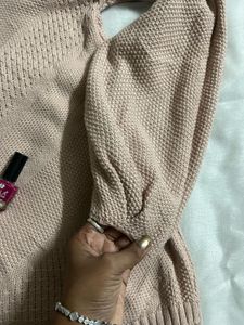 Peach Knit Pullover Sweater