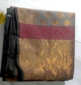 Elegant Grey & Tassar Silk Saree