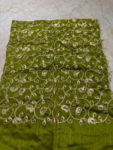 Embroidered Green blouse material with Sequins