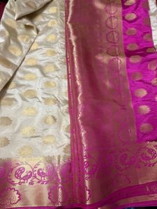 Cream Gold Floral Saree