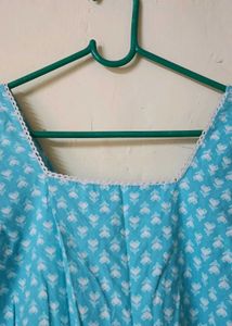 cotton Blue Printed shorts kurta