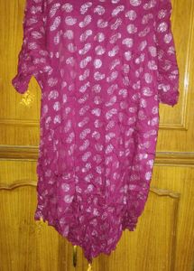 Women's Maroon Dupatta with Silver Print