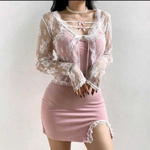 ⋆.ೃ࿔🌸*:･Vintage lace sheer shrug⭐