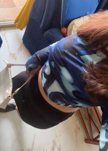 Blue Swirl Mesh Crop Top