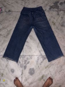 Wide Leg Blue Denim Jeans
