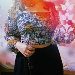 Floral Print Tie-Front Top
