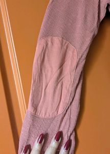 Comfortable Long Sleeve Peach Midi-Dress