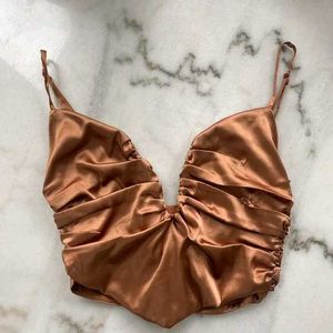 I. Satin Ruched Camisole Top