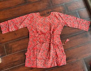Red Printed Cotton Kurta
