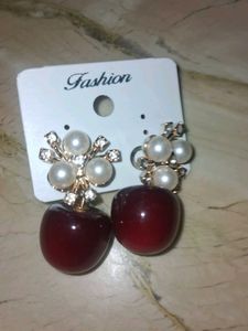 Cute Cherry Pearl Dangle Earrings
