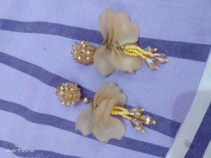 Elegant Beaded Flower Dangle Earrings