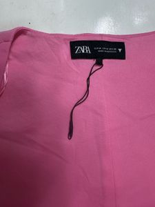 Zara Pink Square Neck Sleeveless Top