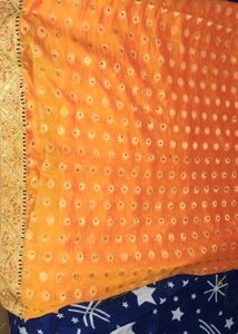 Vibrant Orange Saree with Embellished Border