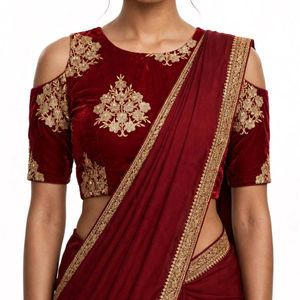Maroon Red Velvet Blouse