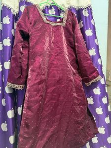 Elegant Maroon Kurta with Embellishments + pant