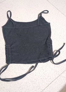 Ribbed Grey Cami with Side Ties🩶