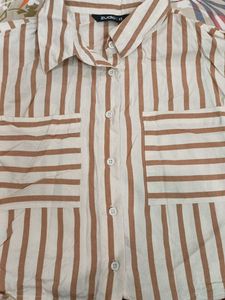 Striped Button-Up crop Top(will come in well iron