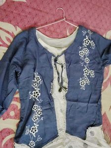 106.Embroidered Blue &amp; White top