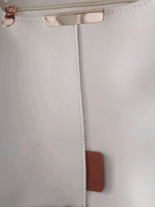 White Shoulder Bag with Brown Accents