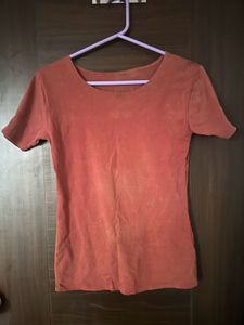 Skinny Rust Colour Tshirt For Ladies
