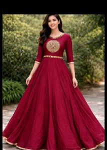 Elegant Maroon Embroidered Gown