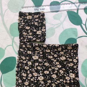 Off Shoulder Floral Black Crop Top
