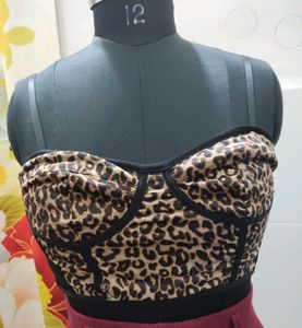 Leopard Print Bustier Top