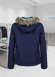 Superdry Navy Blue Faux Fur Hooded Jacket