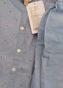 Blue Eyelet Kurta