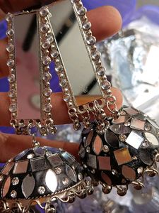 Mirror Jhumka Earrings &amp;Stude