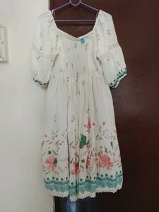 Floral Print White Midi Dress